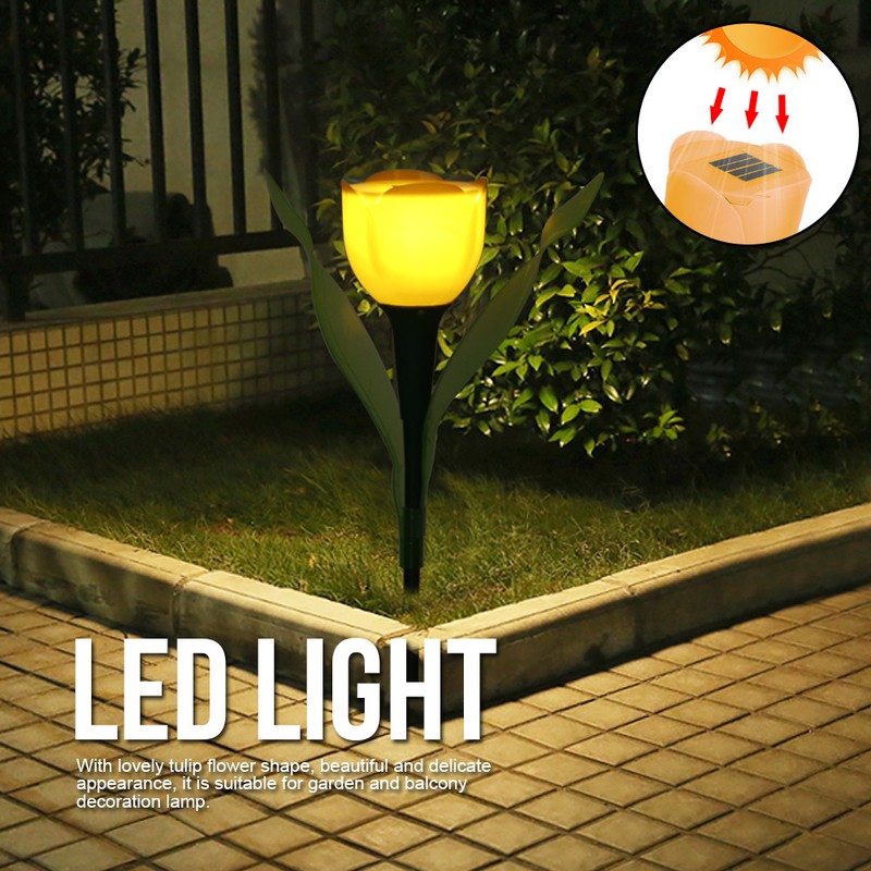 4Pcs Outdoor Solar Power Tulip LED Flower Light Waterproof Garden