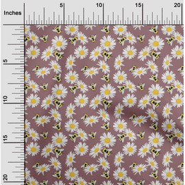 oneOone Viscose Chiffon Wine Fabric Floral Sunflower with Honey Bee DIY Clothing Quilting Fabric Print Fabric by Yard 42 Inch Wide