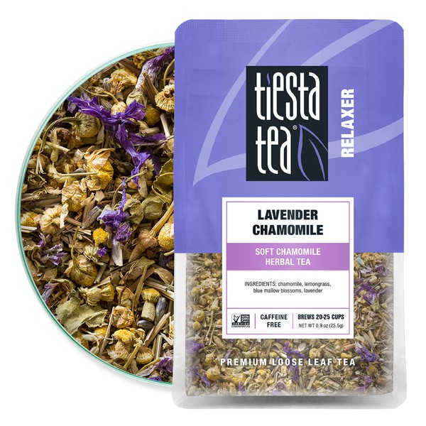 Tiesta Tea - Lavender Chamomile, Soft Chamomile Herbal Tea, Loose Leaf, Up to 25 Cups, Make Hot or Iced, Non-Caffeinated, 5.4 Ounce Resealable Pouch, Pack of 6