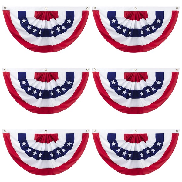 Motiloo American Pleated Fan Flag,2 x 4 Ft USA Patriotic