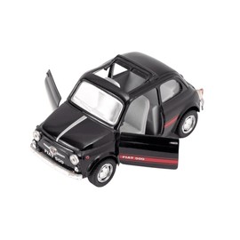 Easy Toys Fiat 500 1:24 Scale Black Vintage Car Model with Opening Doors, Perfect for Collection or Toy, Die-cast Metal with Plastic, 15 x 10 x 5 cm, 3+