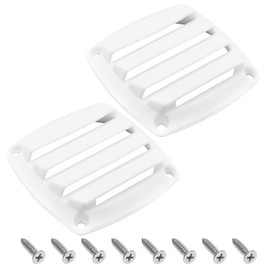 LT Easiyl 2Pcs White Louvered Flush Plastic Thru Vent Boat Exhaust Vent Replacement Square Soffit Exhaust Vent for Rv All Types of Ships with Screw 83x83mm