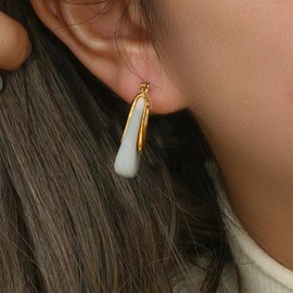 Stocking Stuffers Clear Hoop Earrings for Women Lucite Earrings Transparent Resin Rectangle Earrings Irregular Ice Cube Earrings Gold Huggie Trendy Earrings Jewelry Gifts