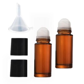 2Pcs Brown 30ml Glass Essential Oil Roller Bottles Refillable Roll on Bottles Empty Deodorant Bottle Containers Rollerball Bottles Beauty and Personal Care Tools for Fragrance Cosmetics Sman328