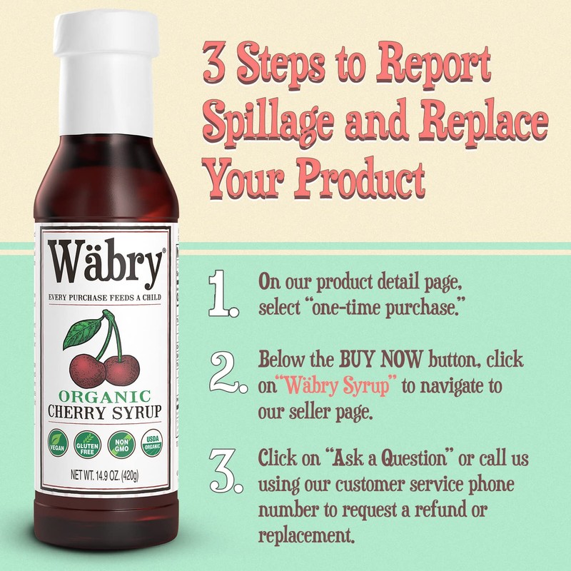 Wäbry Organic Cherry Syrup – 14.9oz (420g), Natural Fruit Syrups