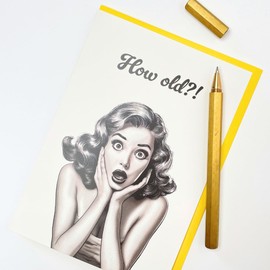 Funny Birthday Card for Women and Men - Female Friend Birthday Card - 'How Old' Hilarious Adult Birthday Card for Sister Brother Mum Dad Colleague Bestie - Birthday Card for Husband Wife
