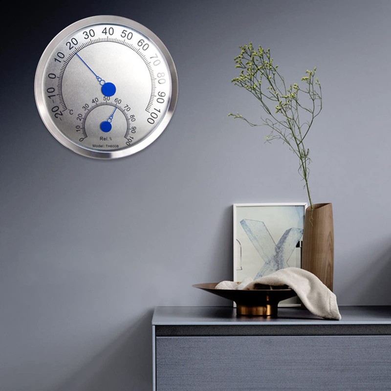 Stainless Steel Round Thermometer Outdoor Thermometer Hygrometer Waterproof Large Weather
