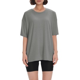 BAMBOO COOL Womens Oversized T Shirts Short Sleeve Tees Loose Fit Tops for Ladies Trendy Clothes Grey