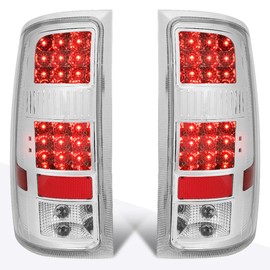PM PERFORMOTOR Full LED Tail Lights Brake Lamps Assembly Compatible with 07-14 GMC Sierra,Chrome Housing/Clear Lens