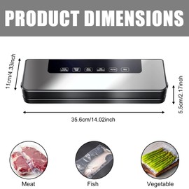 Vacuum Sealer 5 in 1 Vacuum Sealer Film Sealer with 10 Vacuum Bags Automatic Food Sealer for Dry or Moist Food, Food Stays Fresh up to 8x Longer