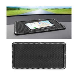 HZEL Bling Car Dashboard Non Slip Mat, Crystal Rhinestone Vehicle Dash Grip Pad Pad for Phone Sunglasses Electronic Devices, Diamond Sticky Automotive Gripping Mat Accessories, Universal Fit