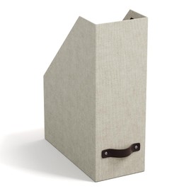 Bigso Box of Sweden Stehsammler für Zeitschriften, Magazine und Akten – praktischer Organizer aus Faserplatte und Papier in Leinenoptik – stabiler Zeitschriftenhalter mit Griff – beige