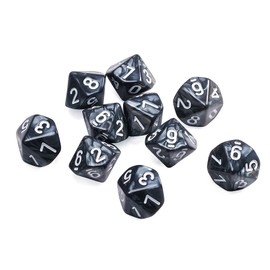 Yourandoll Pack of 10 Polyhedral Dice D10 (0-9) Dice 16 mm Acrylic Dice Game Dice for DND RPG Table Games Board Game (Black)