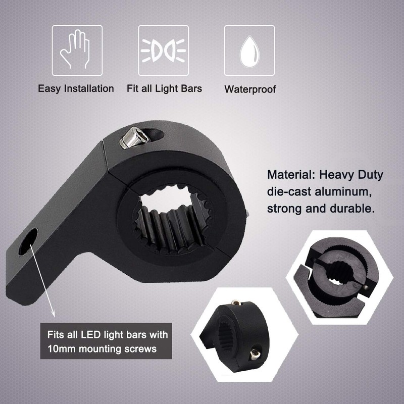 Off-Road Mounting Brackets LED Light Horizontal Bar Tube Clamp Fit