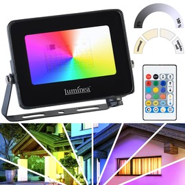 Luminea LED Spotlight RGB: Weatherproof Outdoor Floodlight, RGB CCT LEDs, 15 W, 1250 lm, IP65 (RGB Outdoor Lighting, LED RGB Outdoor Lighting, Work Light)