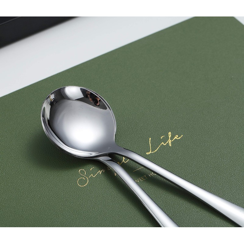 Soup Spoons, Kyraton 6 Pieces 19 cm Stainless Steel Round