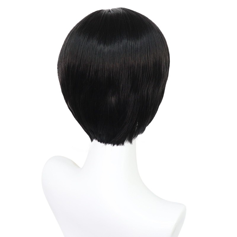 BESTBEL Black Bowl Cut Wigs for Men Short Black Mushroom