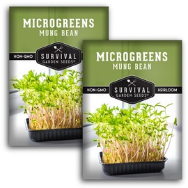 2 Packs Mung Bean Microgreens Seeds for Planting and Growing - Plant Green Leafy Micro Vegetable Plants Indoors - Grow A Mini Windowsill Garden - Non-GMO Heirloom