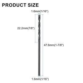 sourcing map 1/16" High-Speed Steel Drill Bits, M35 HSS Twist Drill Bit Jobber Drill Bit with 1/16" Round Straight Shank for Metal, Steel, Aluminum, Plastic, Wood, 10pcs