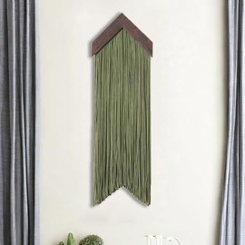 Ansley&HosHo Macrame Wall Hanging, Boho Woven Tapestry, Modern Tassel Wall Decor, Handmade Wall Art Tapestry for Bedroom, Living Room, Home, Bohemian Apartment Decoration Ornament Craft (Green Arrow)