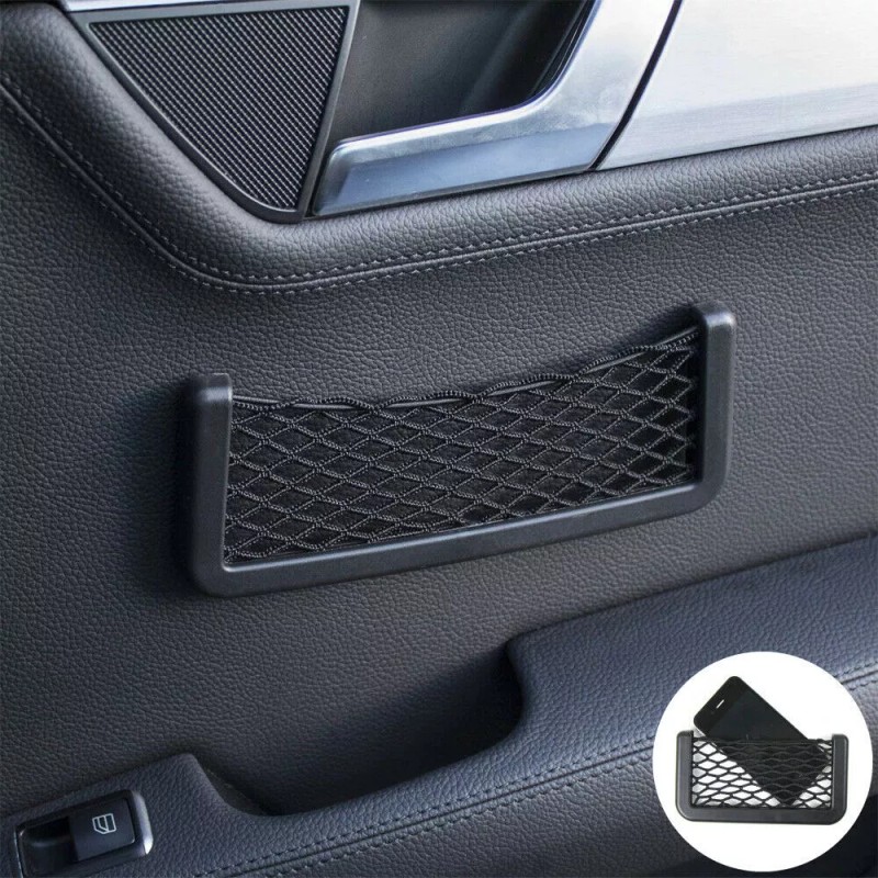 BSBSDJB 2pcs Car Interior Body Edge Black Elastic Net Storage
