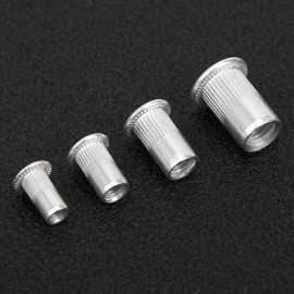 Tuercas remachables, 200 piezas Kit surtido de tuercas remachables, tuercas de inserción roscadas de cabeza plana de aluminio, juego de combinación M3/M4/M5/M6 de grano vertical empaquetado,Tuerca