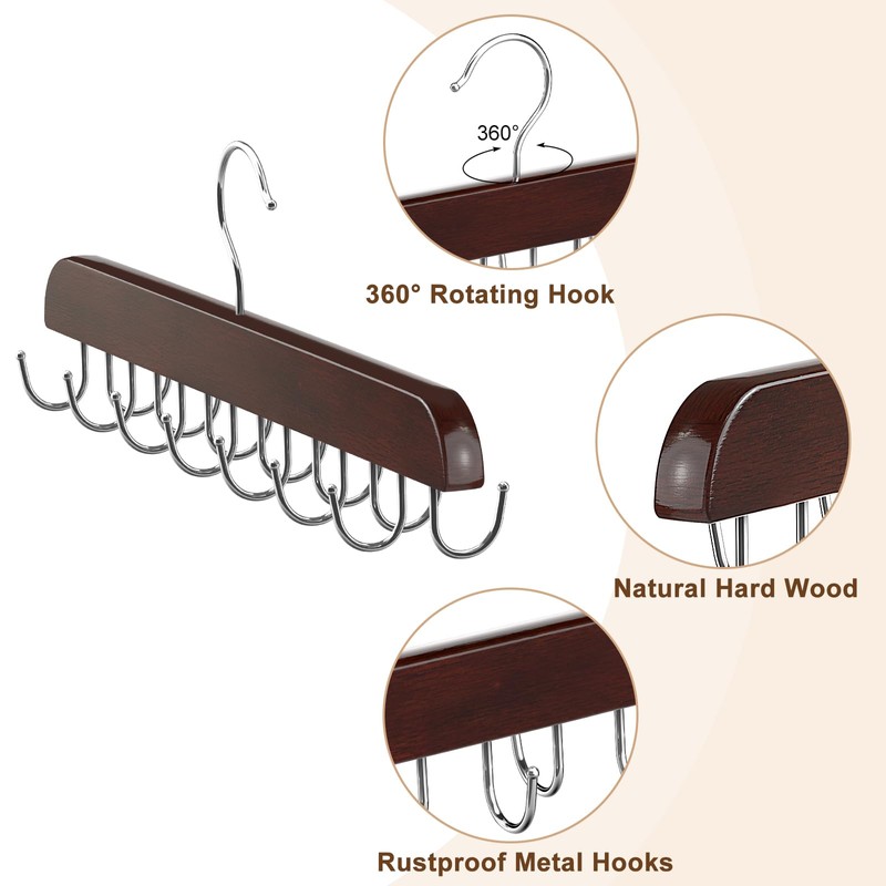 Belt Hanger for Closet, Sturdy Wood Belt Rack Closet Accessories