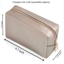 Sohynca PU Leather Cosmetic Bag for Women Minimalism Makeup Bag for Daily Use Portable Storage Purse Small Neat Cosmetic Pouch Water-resistant Toiletry Bag for Travel (Coffee)