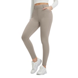 baleaf Womens Fleece Lined Leggings 4 Pockets Warm Thermal Winter Insulated Petite Pants Snow Cold Gear Brown S