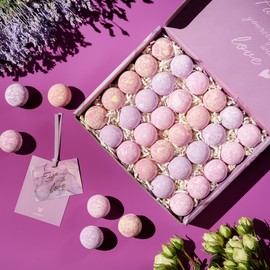 Bath Bombs Christmas Gift Set, 30pc Lavender Bath Bombs for Women, Mom, Men Natural Spa Bubble Bath Bomb, Shower & Bath Accessories for Women, Bath Gift for Birthday, Pampering Relaxing Aromatherapy