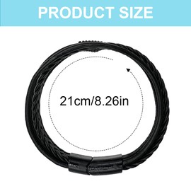 NTRUXZP Men's Leather Bracelet Stainless Steel Engraved Black Braided with Magnetic Clasp Perfect Father's Day Gift, Leather Stainless Steel