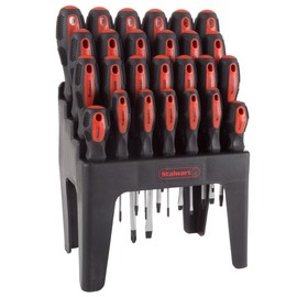26-Piece Screwdriver Set with Wall Mount, Stand, and Magnetic Tips - Phillips, Slotted, Pz, and Star Screw Tips by Stalwart (Black)
