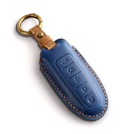 Key Fob Cover, Leather 4/5 Buttons Car Key Cover, Key Fob Protector Car Key Case Fit for Ford Lincoln C-Max Edge Escape Expedition Explorer Fiesta Flex Focus Taurus MKS MKT MKX Navigator (Blue)