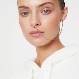 2Pcs Nose Rings for Women Fake Nose Ring Clip On Nose Rings Hoops Non Piercings CZ Faux Lip Septum Nose Ring Jewelry Gift for Woman