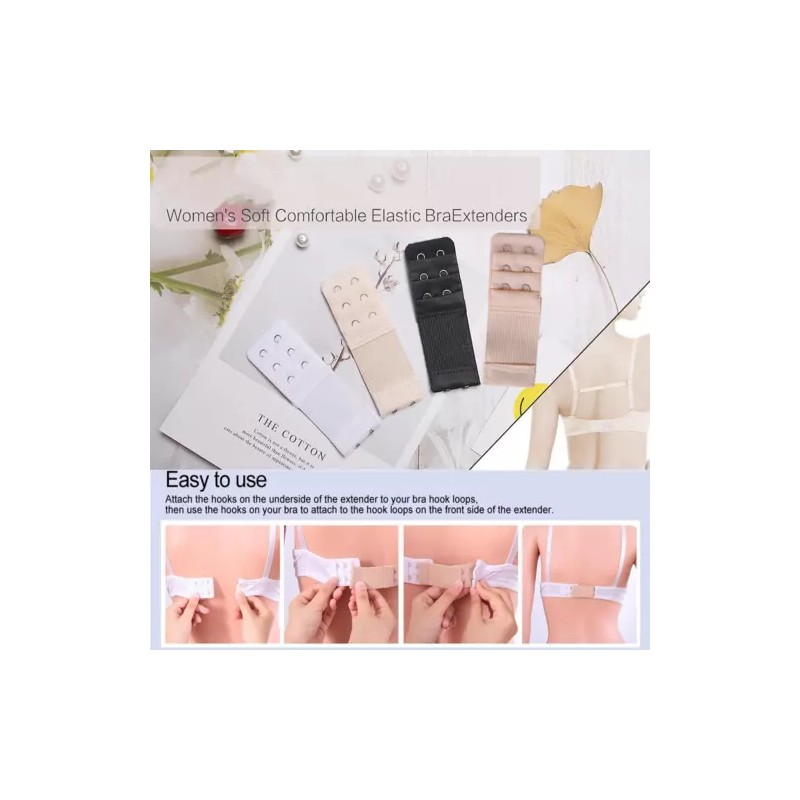 Unbranded 4Pcs Adjustable Bra Extender 2/3/4 Hooks with Elastic Extension