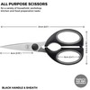 Kitchen Scissors with Magnetic Sheath - Black, Dishwasher Safe Cooking