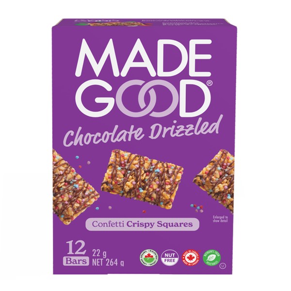 Made Good Confetti Crispy Squares Chocolate Drizzled 12x22g