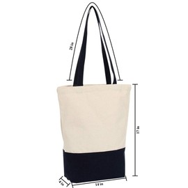 Heavy Duty 12 oz Canvas Tote Bags DIY for Crafting and Decorating Reusable Grocery Washable Bag Shopping Bag 17x14x4 Inches - 6 Pack (Dark blue)