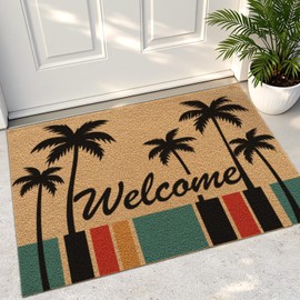 Front Door Mat Outside Entrance 24x36 Welcome Doormat Coconut Tree