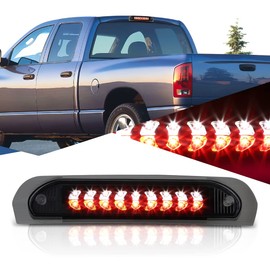 Auto Dynasty Dual Row 18 LED Rear Tail Center High Mount Stop Lamp Third Brake Cargo Light Compatible with Dodge Ram 1500 2500 3500 02-09, Black Housing, Smoke Lens