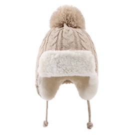 XIAOHAWANG Baby Hat Winter Knitted Hat Baby Newborn Warm Winter Hat Girls Children's Hats Boys Benia for Baby Children, Beige