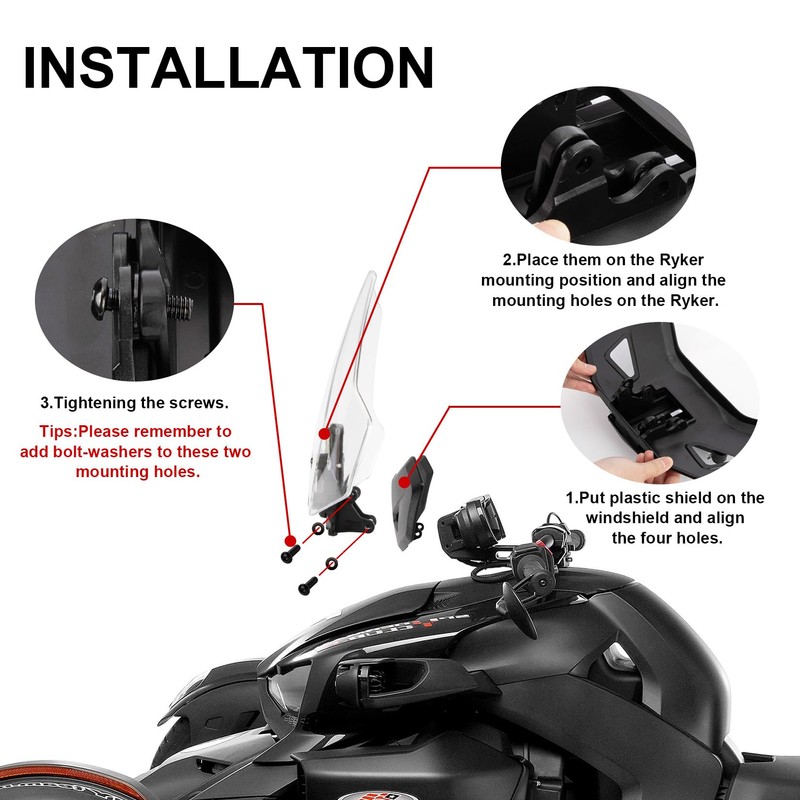 PSLER Front Ryker Windshield Wind Shield Deflector Windscreen - Fit