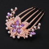 Chargances Boho Flower Purple Rhinestone Hair Comb Bride Wedding Pearl