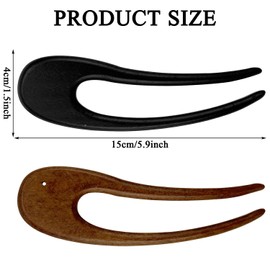 2PCS Vintage Hair Stick,Natural Sandalwood Hair Fork,Large French Hair Pins For Thick Thin Hair,Hair Accessories for Bun Women Hairstyle Accessories