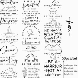 50pcs Black Letters God Iron On Patches Bible Scripture Heat Transfer Stickers Always You Worthy Matter Enough Iron on Decals for Hoodie Shirts Bags DIY Crafts Decoration Applique DTF Transfers