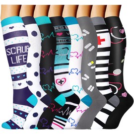 Calcetines graduados de compresión de cobre médico para hombres y mujeres, 8 pares de 15 a 20 mmHg, los mejores para correr y ciclismo atlético