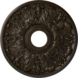 Ekena Millwork 16 1/2"OD x 3 5/8"ID x 1 1/8"P Apollo Ceiling Medallion Fits Canopies up to 5 5/8" Ceiling Medallion, Stone Hearth Crackle