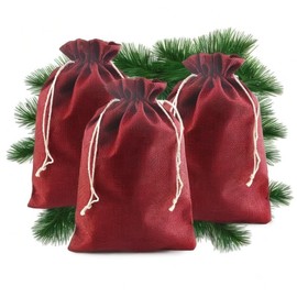 YIEUR 25 x Jute Bags Advent Calendar Bags for Wedding Engagement Advent Calendar (Red-15 x 20 cm)