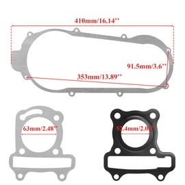 52.4mm/2.04'' Completed Engine Gasket Set for GY6 125cc Engine Scooter 152QMI Moped ATV 3-Pcak
