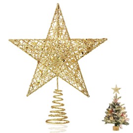 GWAWG Christmas Tree Star Topper,Star for Top of Christmas Tree,Gold Christmas Tree Decorations(20x25cm)